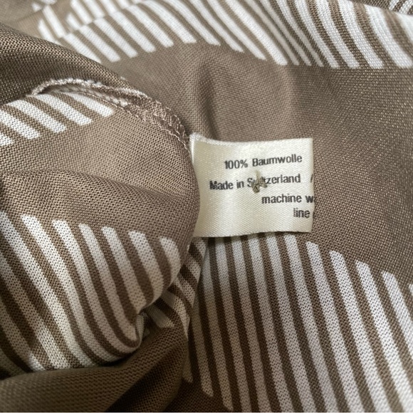 AKRIS VINTAGE / PUFFY SLEEVE TOP / TAUPE STRIPED / SZ 44 / MADE IN SWITZERLAND - Picture 6 of 7